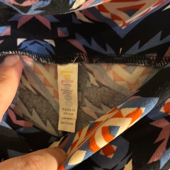 LuLaRoe Vibrant Blue and Orange Leggings with Stretchy Comfort - Picture 2 of 2